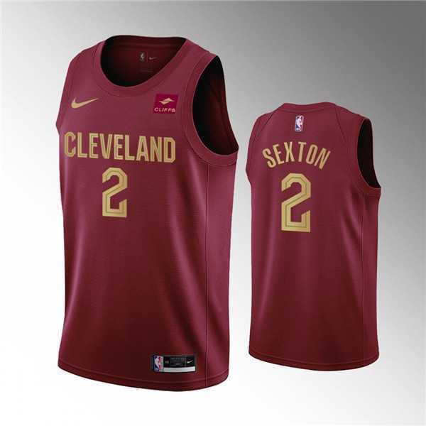Mens Cleveland Cavaliers #2 Collin Sexton Wine Icon Edition Stitched Basketball Jersey Dzhi->cleveland cavaliers->NBA Jersey